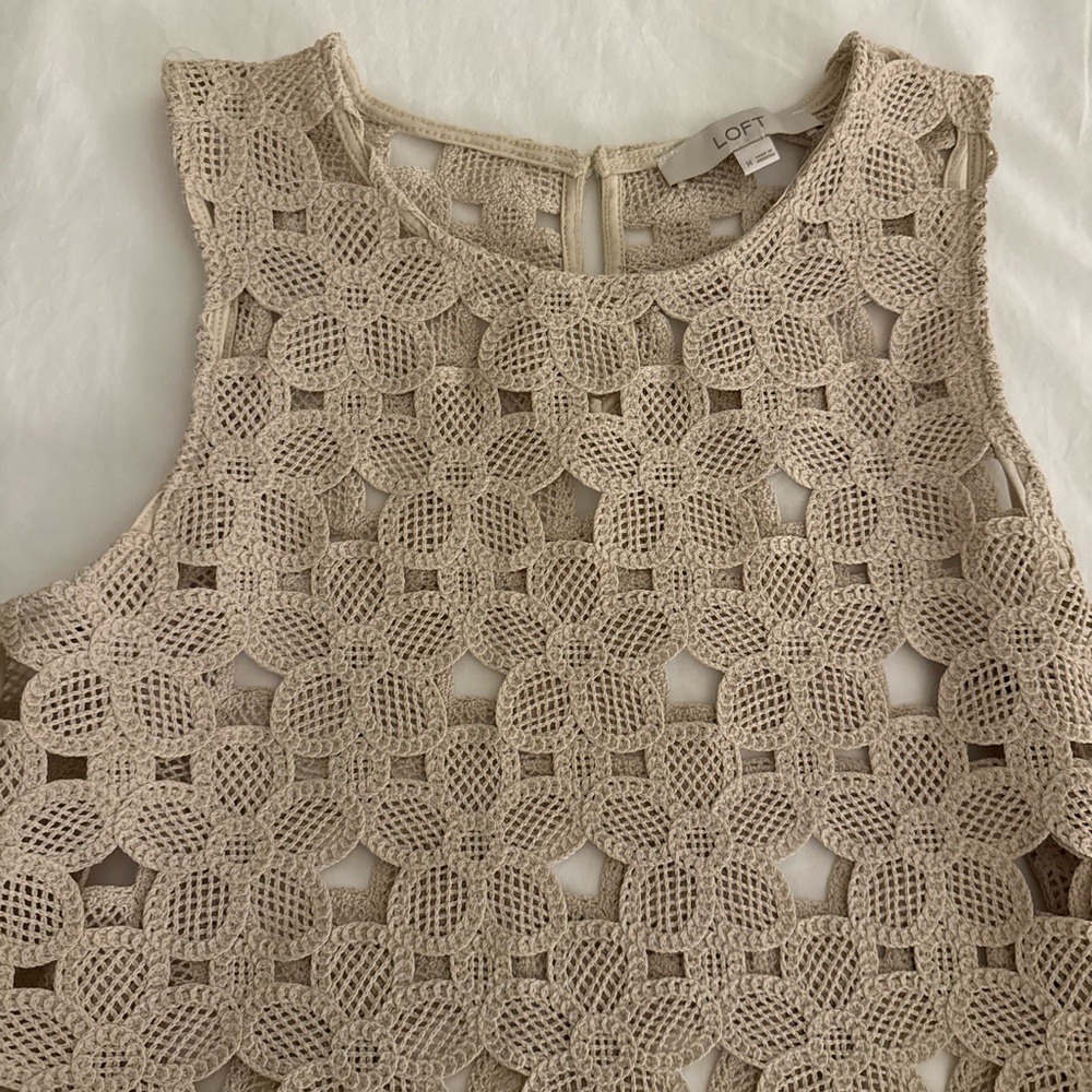 Loft Beige Crochet Tank Top - Picture 2 of 4
